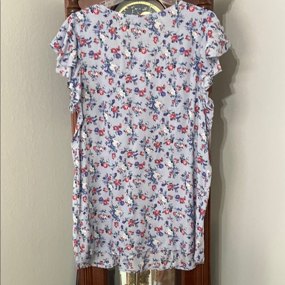 Suzanne Betro Blue Ruffled Cap Sleeve Blouse - Picture 3 of 8